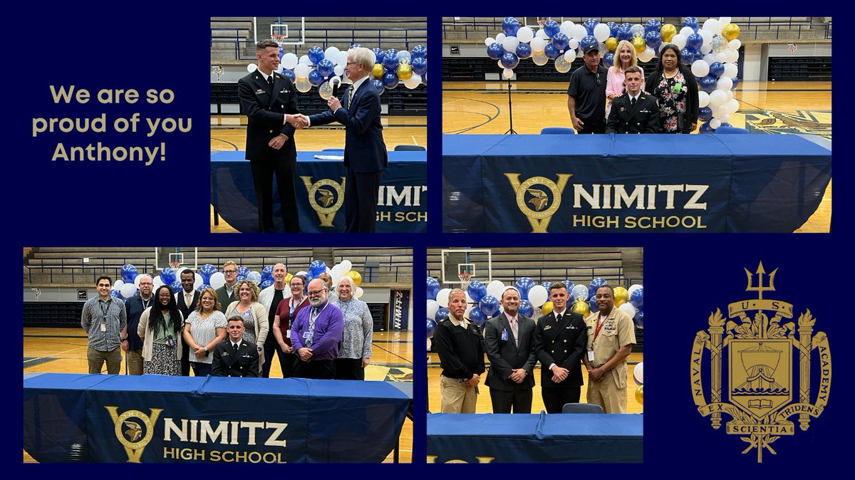 NimitzVikings's tweet photo. This week, Anthony Daigle was officially presented with a $400,000 plus scholarship to the prestigious U.S. Naval Academy. We are extremely proud of him as he's the first student in Nimitz HS history to receive this award.  @NavalAcademy @IrvingISD https://t.co/EYykDqgKiN