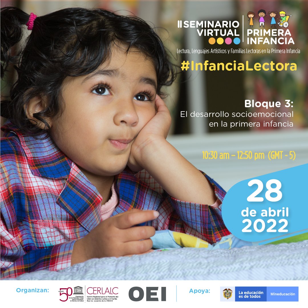 ColombiaOEI's tweet photo. Comienza el bloque 3 del seminario #InfanciaLectora dedicado al desarrollo socioemocional en la #PrimeraInfancia.
Síguelo 👉 https://t.co/YTsXTYG4eY https://t.co/4kM3drNbn7