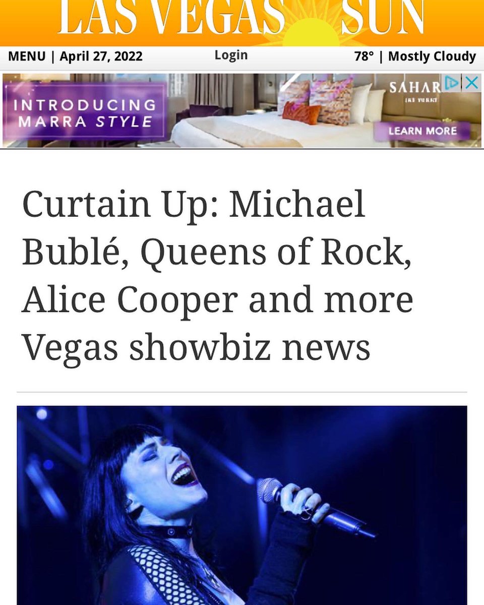 Squeezed between <a href="/MichaelBuble/">Michael Bublé</a> and <a href="/alicecooper/">Alice Cooper</a> ? I LOVE IT  ! Thx @BrockRyanRadke <a href="/LasVegasSun/">Las Vegas Sun</a> <a href="/DeVargas_Photo/">Christopher DeVargas</a> We’re back Baby! #queensofrock #mosaiconthestrip starting may 19 th 5 pm <a href="/QoRofficial/">Queens of Rock Las Vegas Residency</a>
