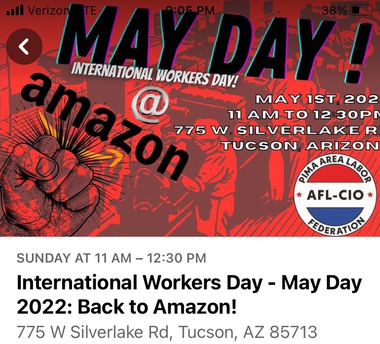 thericandback's tweet photo. Iโll be speaking about my termination and the union busting happening at @Defenders this Sunday at the @amazonlabor support rally in #Tucson. Solidarity across all sectors & with all workers. @defenders_staff #1U #Ed22MD https://t.co/UbGZePO1Yl