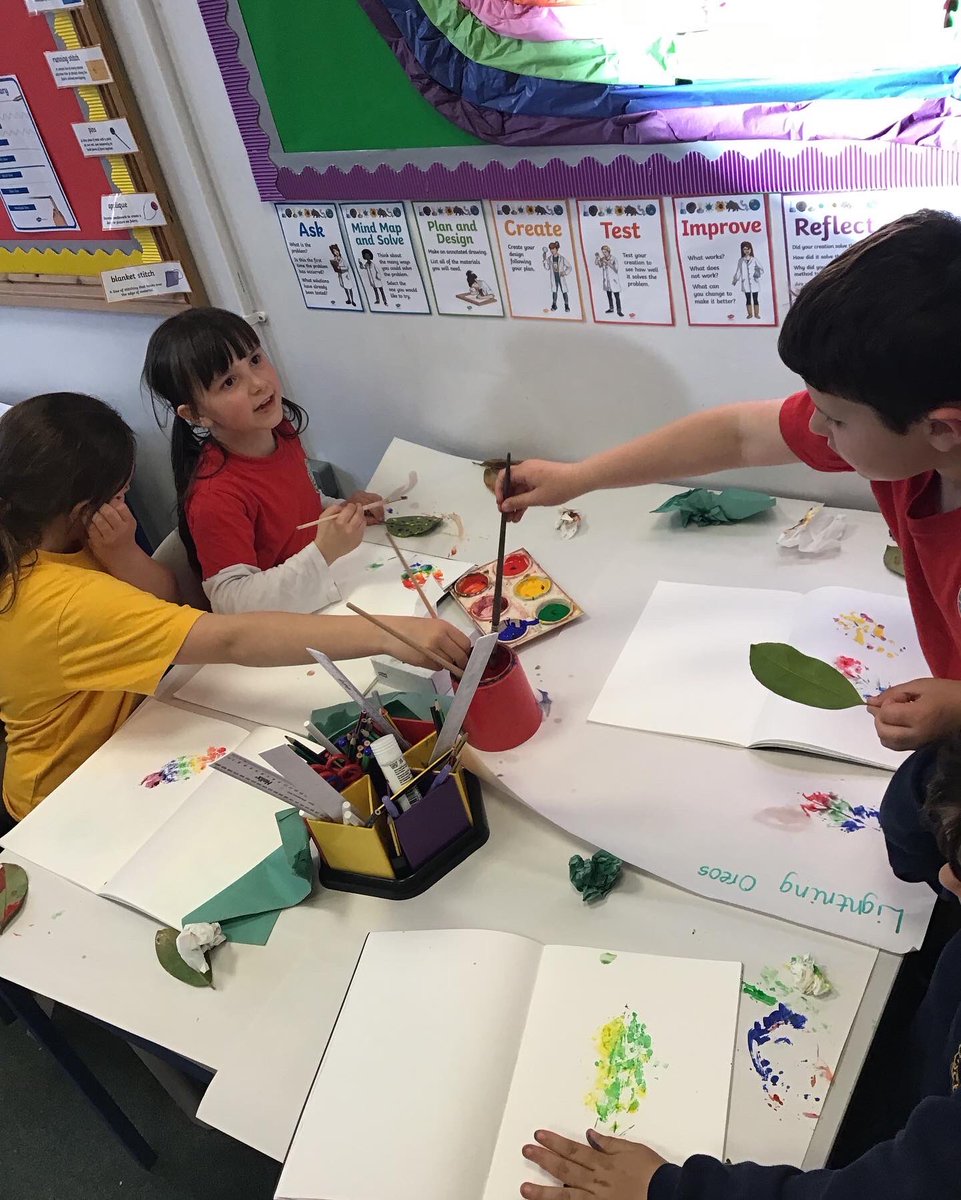 LuddenhamSchool's tweet photo. Robins Class have been learning about printing in art this week. We found leaves on the playground and on the field and have used them to make art through printing into our sketch books 🎨🖼 https://t.co/FtaqOPUQaE