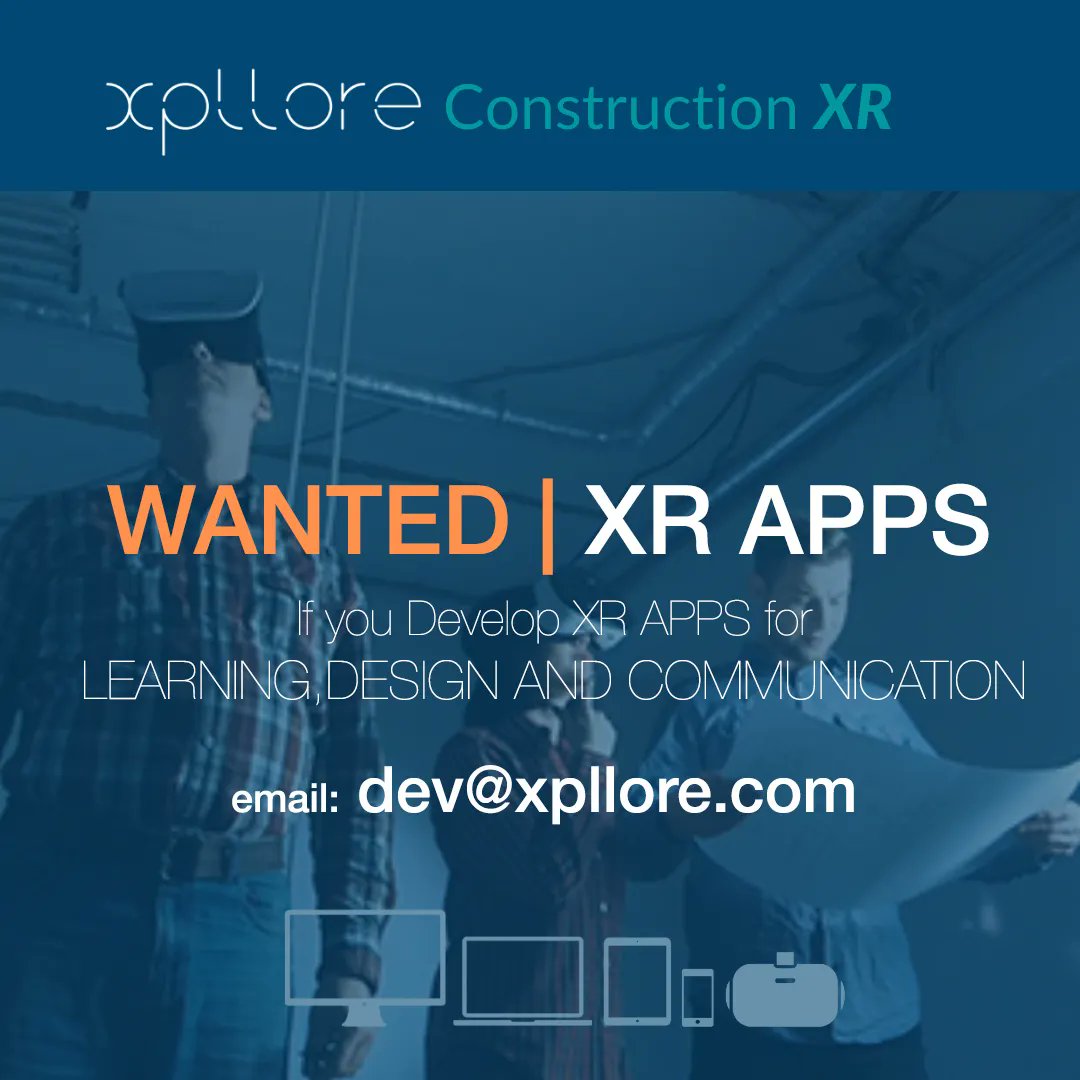 Xpllore (@xpllore1) on Twitter photo WANTED - XR Contruction app developers 
If you are building Apps in Unity or Unreal please get in touch 
Please fill in your details at the bottom under DEVELOPER buff.ly/3kaOAZW WANTED - XR Contruction app developers 
If you are building Apps in Unity or Unreal please get in touch 
Please fill in your details at the bottom under DEVELOPER buff.ly/3kaOAZW