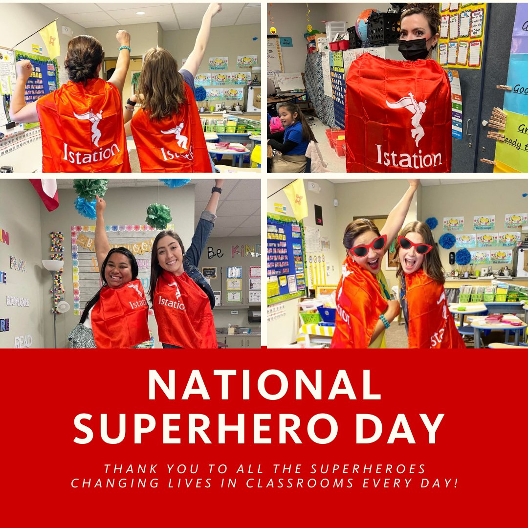 Istationed's tweet photo. Teachers are our superheroes!  Thank you for making a difference and empowering learners every day! #NationalSuperheroDay https://t.co/K8WuJ8WK8b