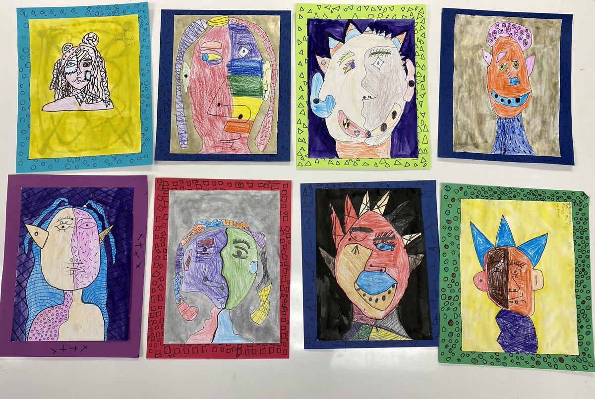 afort_WPEArt's tweet photo. “The world doesn't make sense, so why should I paint pictures that do?”~ Picasso.  Our 5th grade art resembles this quote perfectly 🥰 #picasso #pandaproud @HumbleISD_WPE @VisualArtHumble @WPEpandamaniacs https://t.co/uHo6HD9CEQ