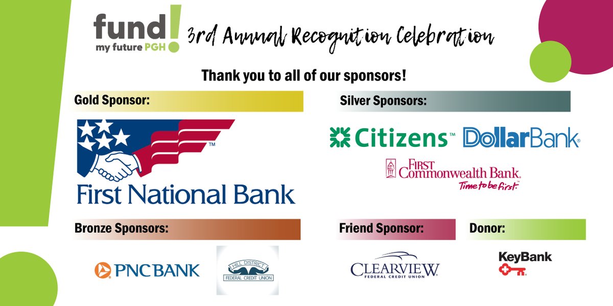 A big shout out to all of our event sponsors! We couldn't make this happen without your support.

If you're a Fund My Future participant, join us on May 25th from 5 to 7 PM <a href="/HosannaHouseInc/">Hosanna House, Inc.</a>. Learn more and register at: …recognitioncelebration.eventbrite.com