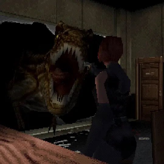 DCOFFEE317's tweet photo. @IAmNickFloyd That ending shot is straight out of Dino Crisis. Also the guy on the bird scooter killed me. https://t.co/uksE5y6eZ0