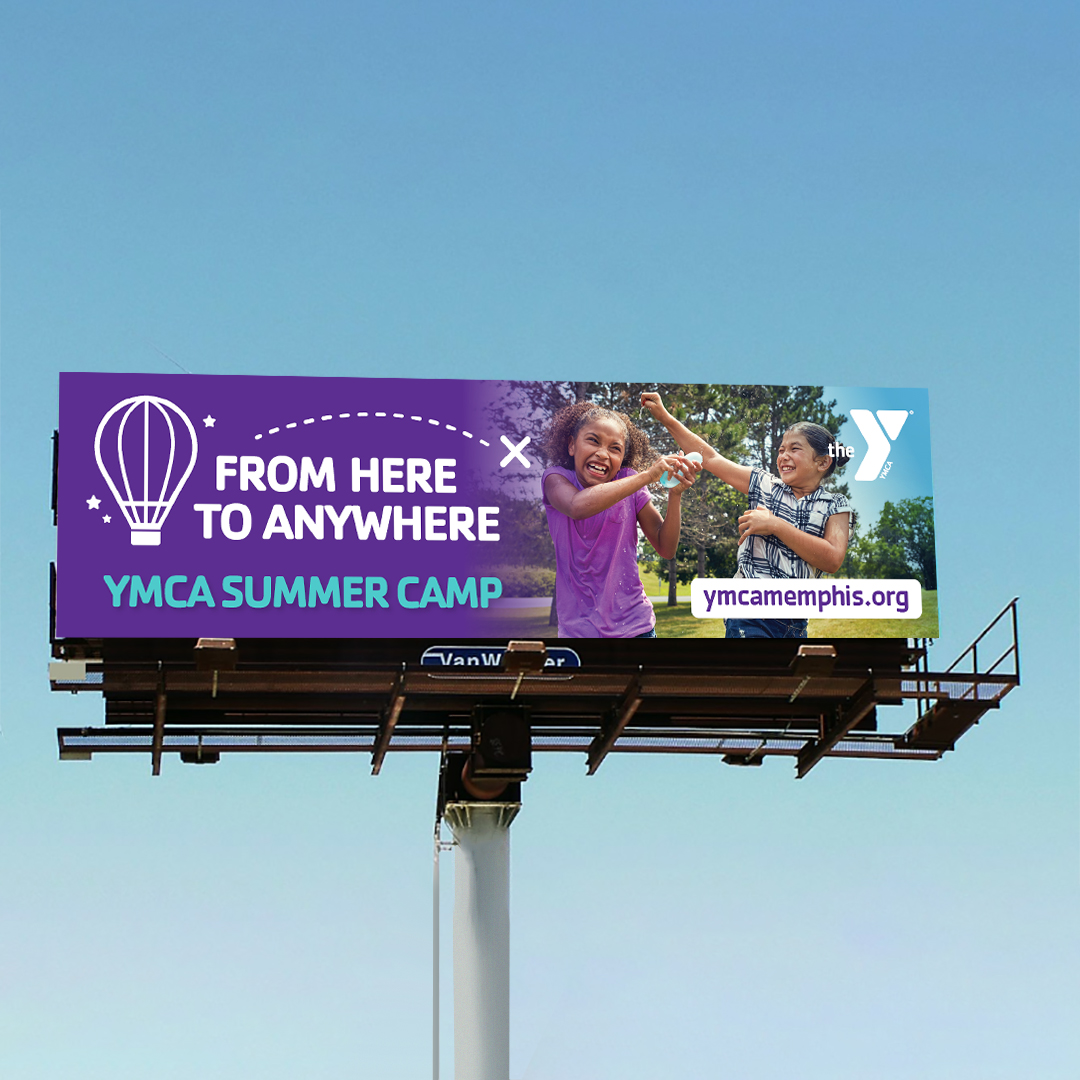 ParadigmMemphis's tweet image. For this summer camp brand for the YMCA, we needed to create a lot of variations of the logo so it could flex in very different places: billboards, t-shirts, social graphics, digital ads of all shapes and sizes, etc. See some examples of how we adjusted it to fit each space.