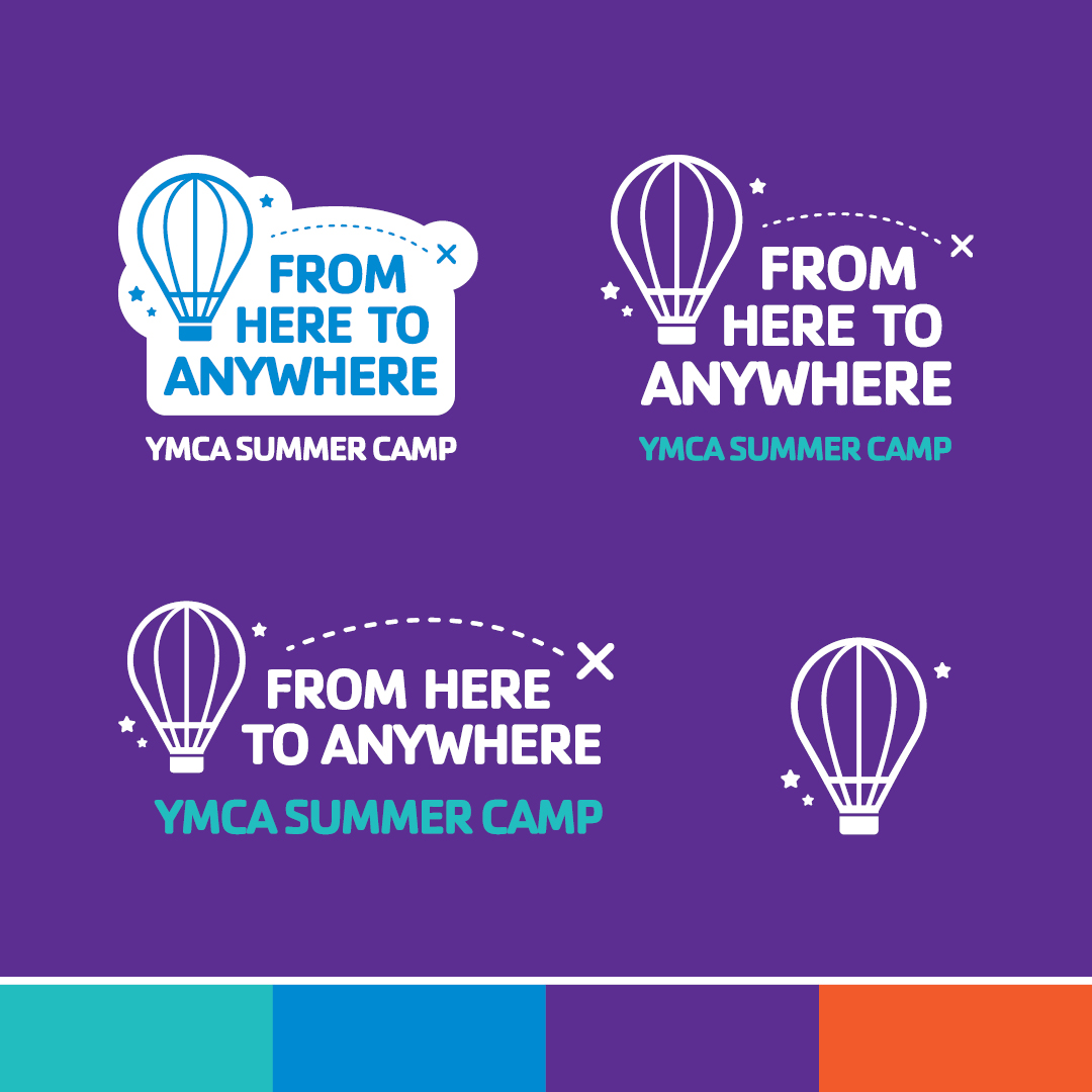 ParadigmMemphis's tweet image. For this summer camp brand for the YMCA, we needed to create a lot of variations of the logo so it could flex in very different places: billboards, t-shirts, social graphics, digital ads of all shapes and sizes, etc. See some examples of how we adjusted it to fit each space.