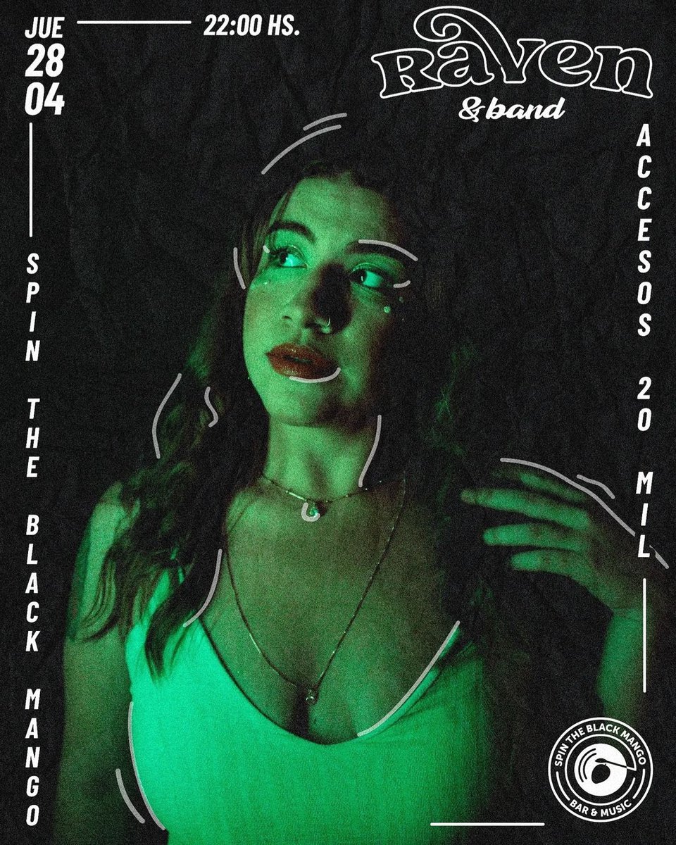 Raven &amp; Band esta noche en el Mango💫 - 22hs - Entradas 20milGs

Ingrid Fernández (RAVEN) acompañada de una super banda: Marce Ortigoza🎷
Walter Bata🥁
Starky Villagra🎸
Emi Olazar🎤
Lucero Sarambi🎤
DiegoSus4 🎹
Loopnatic 🎛️