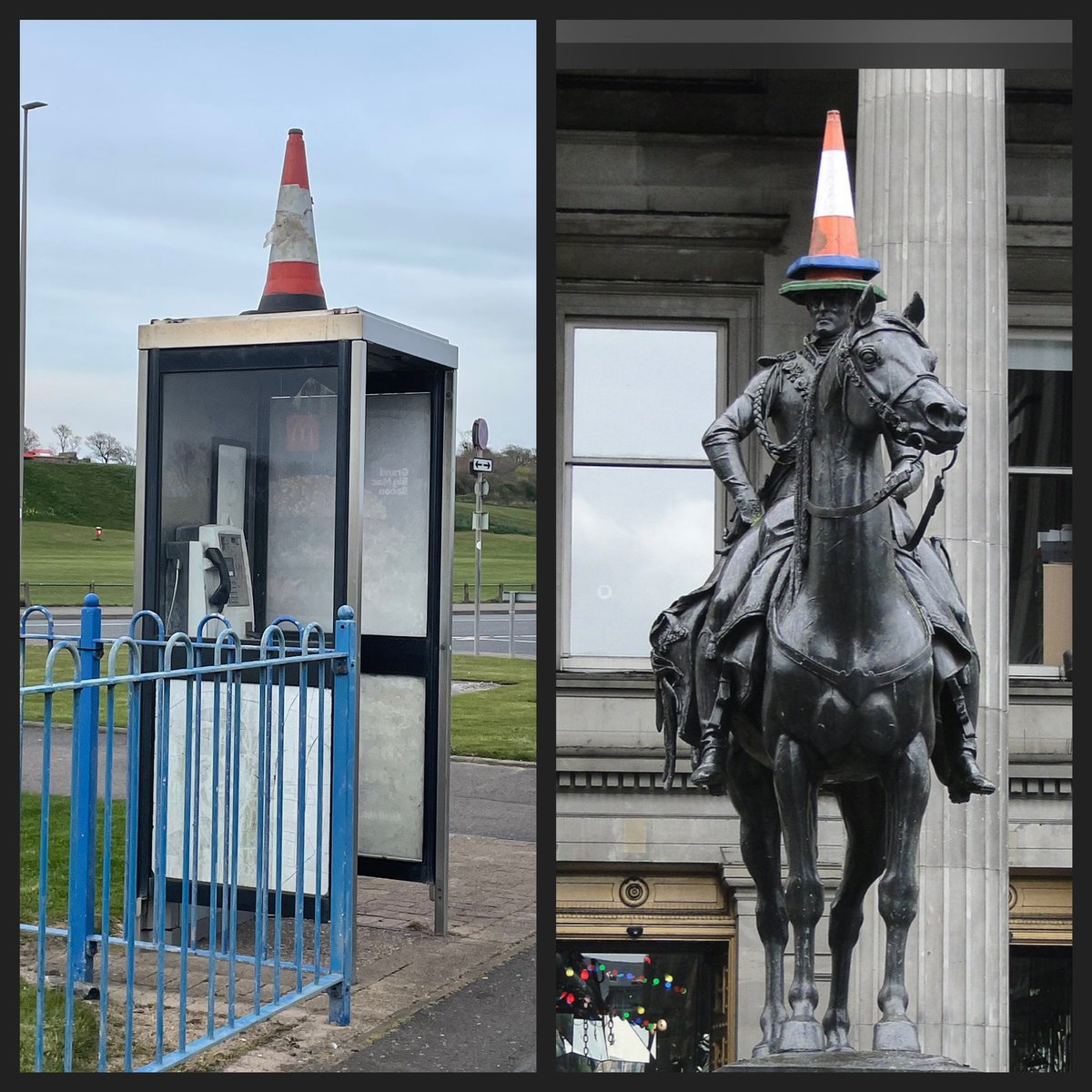 Arbroath trying to be like Glasgow. #PeopleMakeArbroath #DukeOfWellington #Glasgow #TrafficCones #PeopleMakeGlasgow