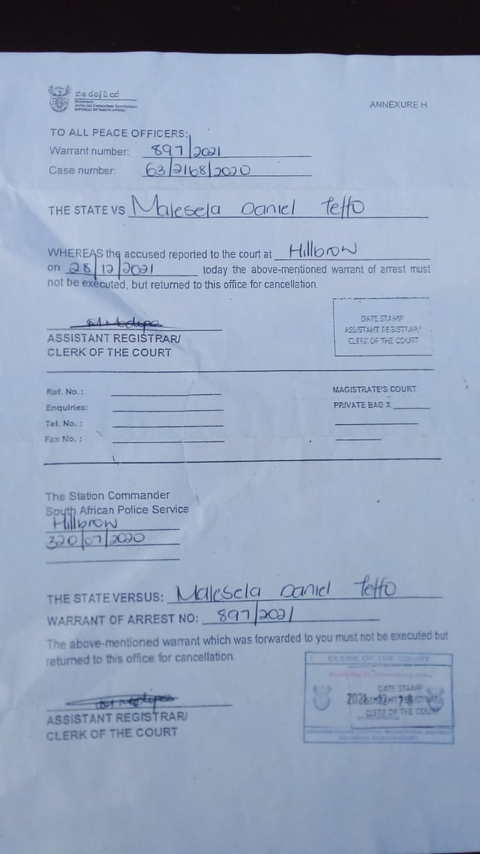 LMMANGENA's tweet photo. @Sunflow08829445 @Sikelela_D @Chriseldalewis He is saying that as far as he knows the warrent of arrest was issued in December and canceled then.

That is why he wasn't on the matter anymore. The rest is history, we shall wait to hear facts on the matter. https://t.co/A2x17UVWt7