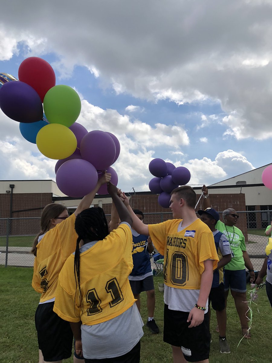SpringISD's tweet photo. Congrats to all the students taking part in today’s middle school #SpecialOlympics. The balloon release today was in memory of Frances Banks, longtime Spring ISD Adapted PE teacher, who recently passed away. From all her former students and colleagues, this one’s for Coach Banks! https://t.co/OsUyTYVXar