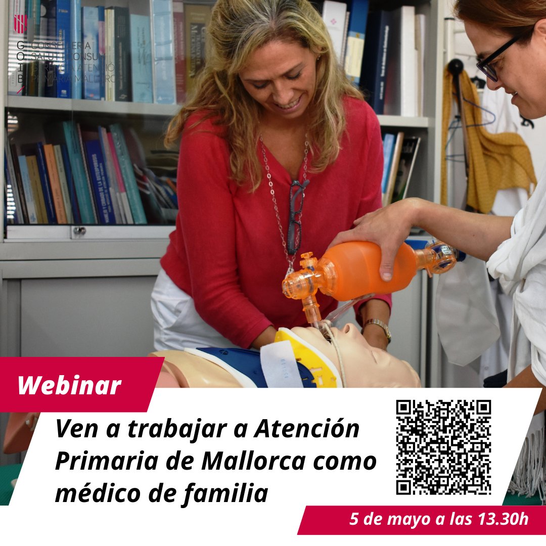 ATENCIÓ🚨

Reserva a la teva agenda un espai el 5 de maig a les 13.30 h 🗓️😉

Conecta't al #Webinar "Vine a treballar a Atenció Primària de Mallorca com a metge de família" 👩‍⚕️👨‍⚕️

<a href="/resis_ibamfic/">resis_Ibamfic</a> <a href="/mcaldenteytous/">Miquel Caldentey</a> <a href="/ibsalut/">Servei de Salut de les Illes Balears (IB-SALUT)</a> <a href="/Anthias67/">Sol Gallardo</a> <a href="/COMbalears/">Comib</a> <a href="/nachogpineda/">Nacho Garcia Pineda</a> <a href="/Patgompic/">Patricia Gómez Picard</a> <a href="/JuliFuster/">Juli Fuster Culebras</a>