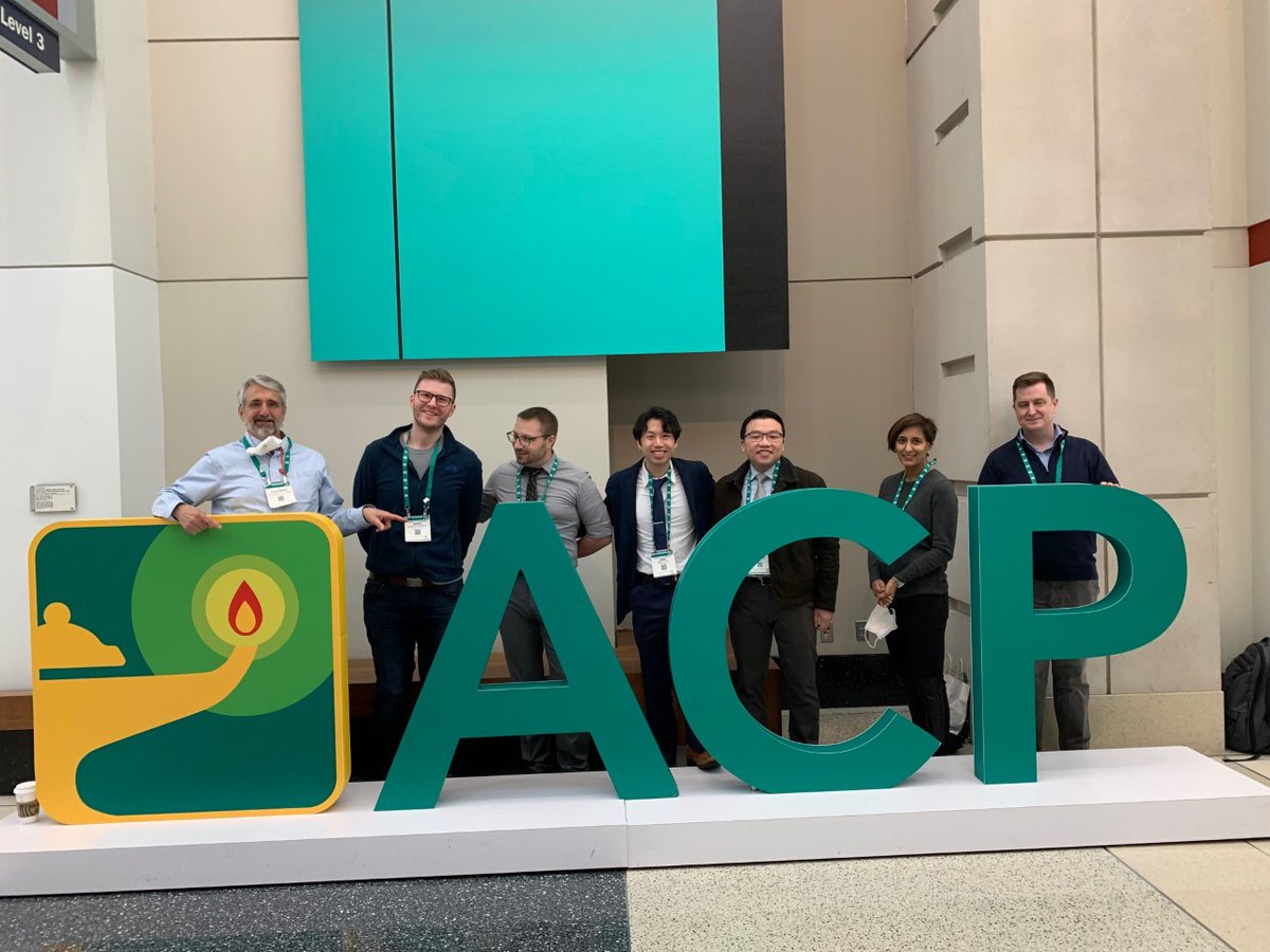 PSVIMResidency's tweet photo. Nathan, I too am surprised that Dr. Schafir took his mask off for this picture.  Congrats to our five residents presenting at ACP. #ACP2022 #scholarship https://t.co/fLSpRR1MyK