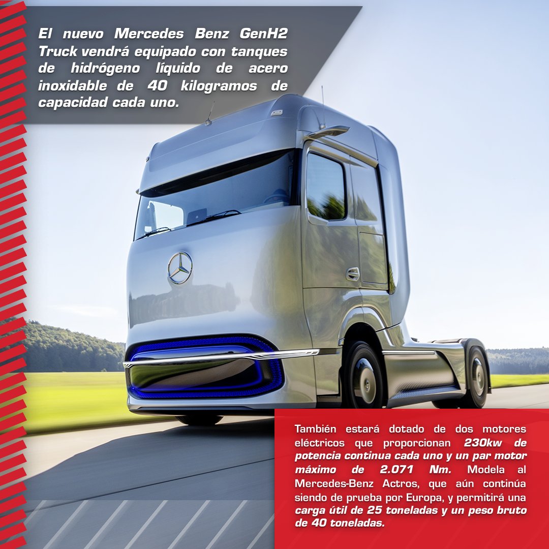 autozulia's tweet photo. En la #RevistaAutozulia #Internacional queremos hablarles de la nueva invención en #camiones de #MercedesBenz El #GENH2  Un #pesado con #ceroemisiones y una #autonomía de 1.000 km.  🙌💯⚡

#truck #camion #vehiculo #industriaautomotriz #automocion 
#mercedesbenzgenh2 https://t.co/UHMOxYpSX8