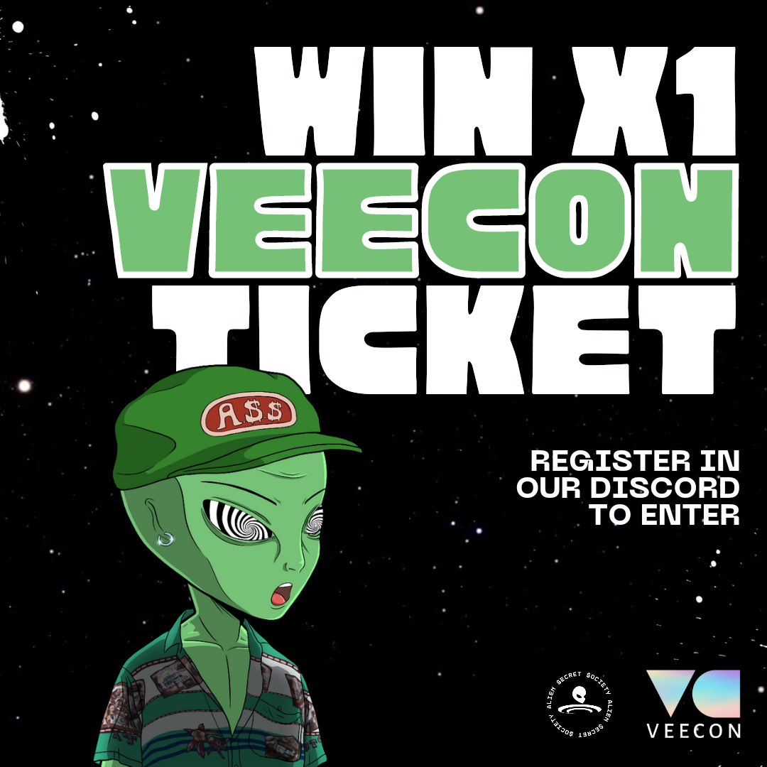AlienSecretSoc's tweet photo. 🚨THIS IS NOT A DRILL🚨

👽 Here at #AlienSecretSociety we are giving away 1 x VEECON TICKET in our #Discord 👽

🔗 https://t.co/tCXBjfdrAL

⁉️ Join to find out how to win ⁉️

⏳ #Giveaway ends 01/05/2022 @ 12:00pm EST ⌛️

#VeeCon #NFT #ASSfollowASS #WAGMI #NFTCommunity #GaryVee https://t.co/FnMpXYiohz