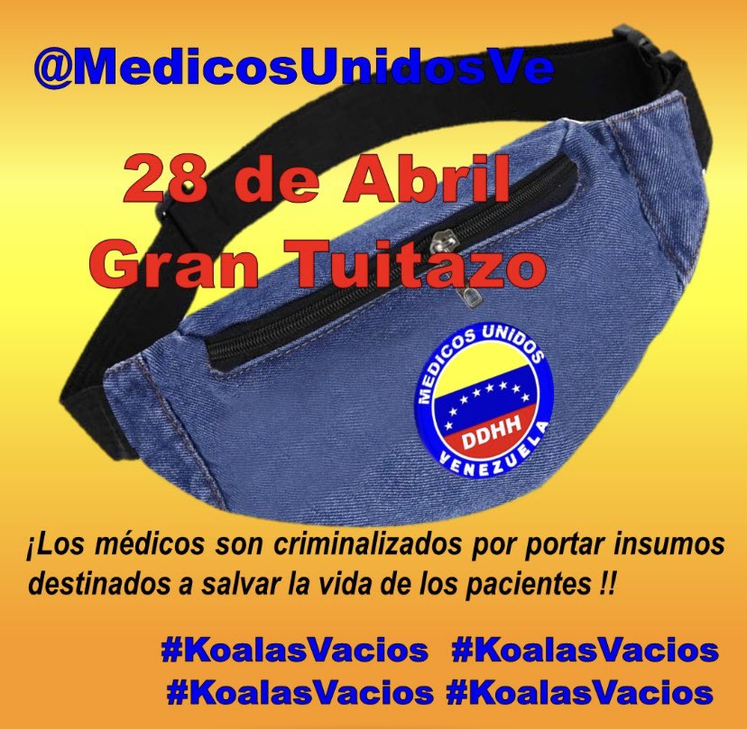 MUVaragua's tweet photo. #KoalasVacíos Los #DDHH de todos los trabajadores de salud en #Venezuela son pisoteados. Exigimos liberación del Dr Nayib Morales quien está preso por tener 2 yelcos y 2 agujas en su koala (que no llevó a casa, lo dejó en el hospital) para usar en sus guardias #AunqueUdNoLoCrea https://t.co/WB2J00PyUc