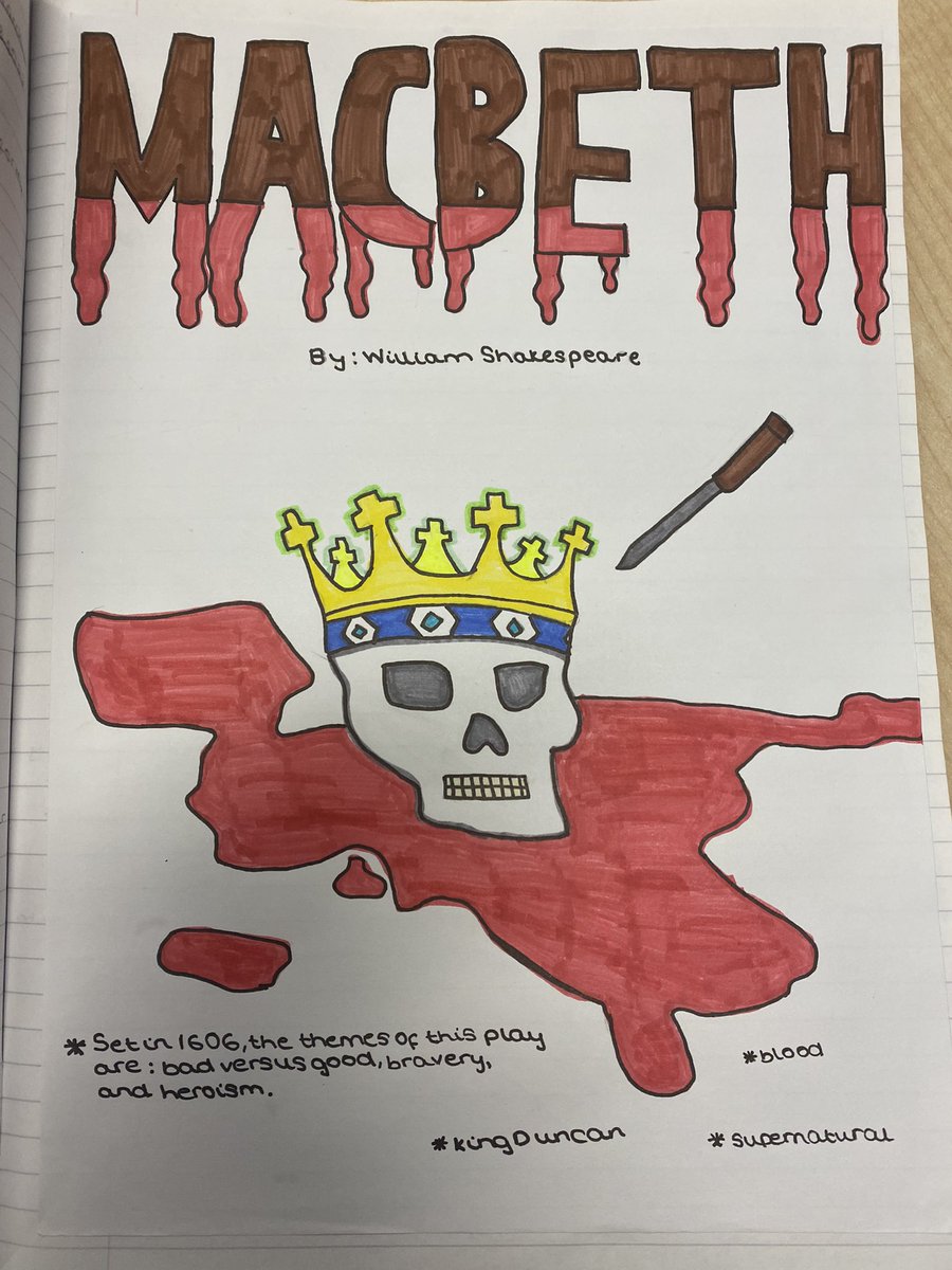 ghsengofficial's tweet photo. Amazing HW effort from Farrhan, Mathusha, Jasmeet and Mukhtar in Miss Chana’s 9X4 class! 😍👑 #Macbeth #titlepage #EnglishHomework #TeamEnglish https://t.co/tRg9CsoHxw