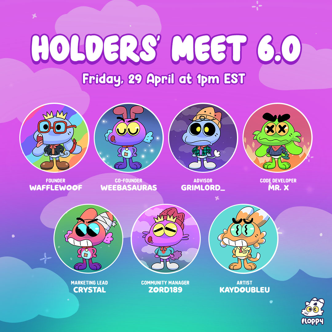 FloppyAndFriend's tweet photo. We have a BIG announcement to make. Friday, 29 April at 1pm EST. See you there 😎

https://t.co/MHHzkFoPm3

#FloppyNFT #NFTart #NFTcommunity https://t.co/E0ieUNn0A5
