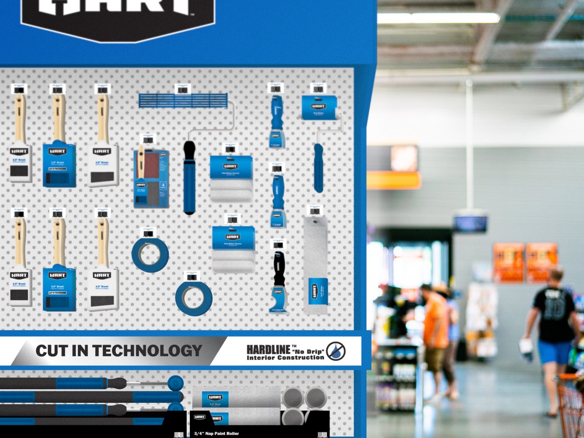 createwithKURTZ's tweet photo. @harttoolsusa Wal-Mart's house brand, is here to provide the tools and resources to build up your confidence and make life easier. Here is a concept we came up with for a planogram to sell in stores. This design shows all their tools organized with brand visuals and colors. https://t.co/Ui3AvfcUzJ