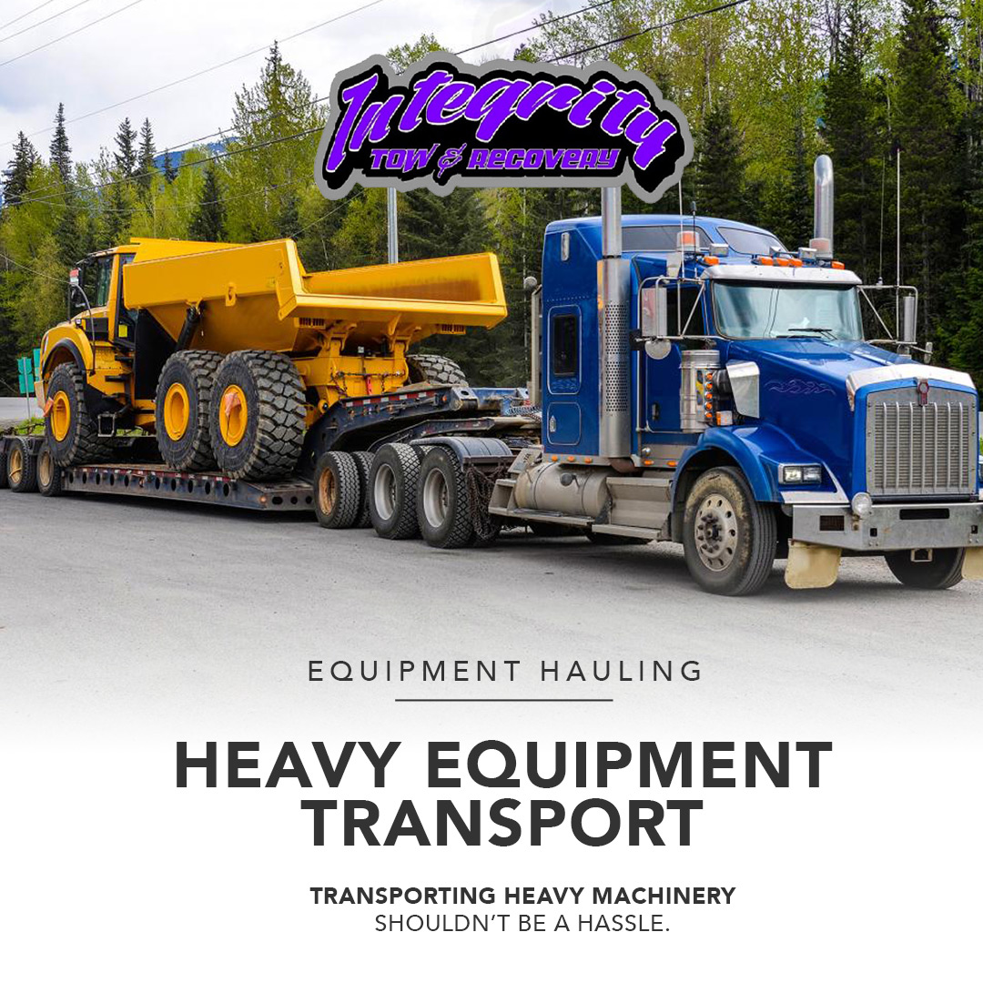 integrity_tow's tweet photo. When heavy machinery breaks down it can be a hassle all in itself, let us take the transporting off of your shoulders. #HeavyMachinery #EquipmentHauling #IntegrityTow #LibertyMoTowing https://t.co/8bz5rRWzjr