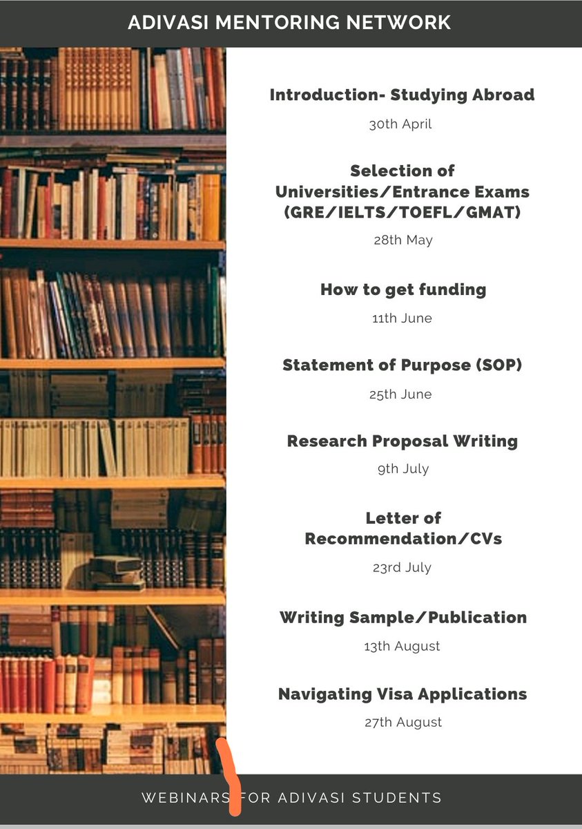 knowleena's tweet photo. Our collective is starting this year's webinar series for Adivasi students aspiring to study abroad. Introductory session is this Saturday at 7pm. Register here: https://t.co/xqoXqkHB3r And please share widely! https://t.co/42xgnYNUKe