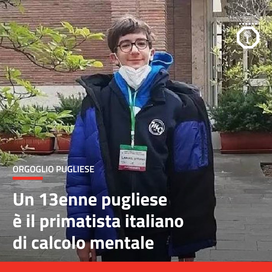 13 anni, barese, iscritto alla I.C. Massari Galilei #Bari, Samuel ha vinto il Campionato nazionale promosso dall’<a href="/UniLUISS/">Luiss Guido Carli</a> di Roma, Studiogiochi e Kangourou.
💪Continua così, Samuel.
#orgogliopugliese