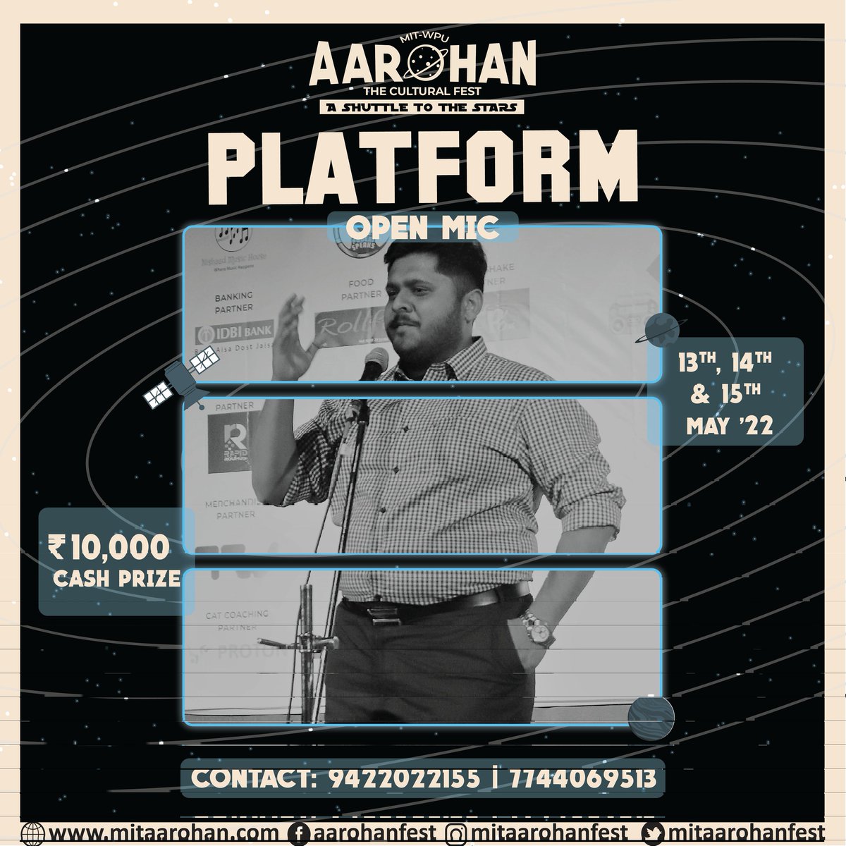 mitaarohanfest's tweet photo. "Don't worry about your platform, focus on your impact."

Own the podium and speak about anything at MIT-WPU AAROHAN-The Cultural Fest's Open Mic event - Platform.

#mitaarohanfest2022 #mitaarohan #culturalfest #fest #competition #openmic #poetry #standupcomedy #comedy https://t.co/CoWEvWeA4y