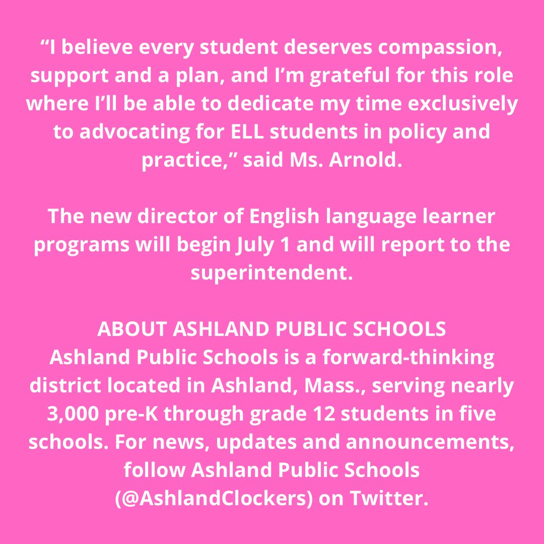 A warm welcome to Ms Arnold!!