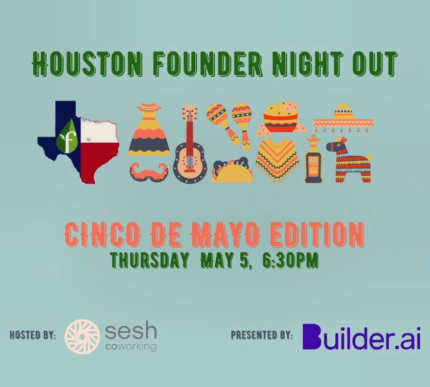 FounderHouston's tweet photo. It’s time! 🎉RSVP for next week’s #FounderNightOut w/ https://t.co/jTyYHPiaHK at @SeshCoworking w/ Houston’s diverse & vibrant startup community.
RSVP: https://t.co/qXgC3CLS2M
#houstonstartups #fiworldwide #startuplife #networking #earlystage #startupcommunity https://t.co/MKoW6oK7hm