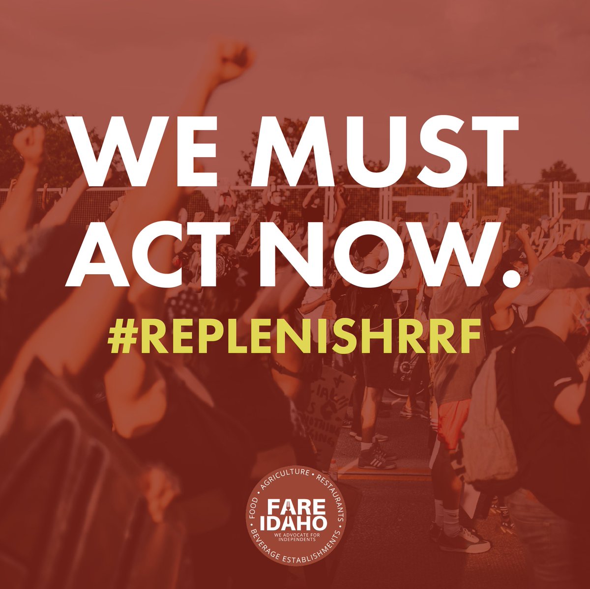 It’s time to #Act4Restaurants. Join FARE Idaho and 
<a href="/indprestaurants/">Independent Restaurant Coalition</a> and call on the Senate to vote YES to replenish the Restaurant Revitalization Fund. 

Call your Senator today, 202.224.3121.