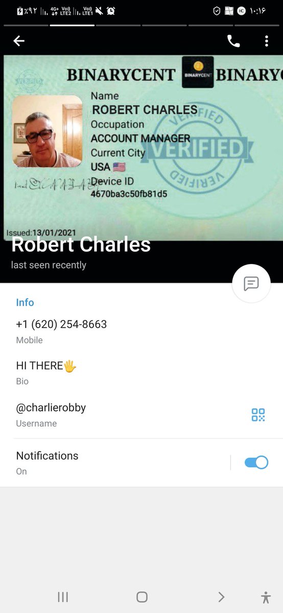 HI TO ALL.ATTACHED  IS ROBERT CHARLES.HE IS FRUAD.HE IS OWNER 4 TELEGRAM BOT.ROBERT  STEAL MONEY .IF YOU LIKE  PEOPLE GO  4 TELEGRAM BOT AND REPORT IT:
@Tron_mini_miner_bot
@usdt_mini_miner_bot
@bnb_mini_miner_bot
@Ltc_mini_miner_bot
PLEASE AREST THIS MAN TO RECOVER MY MONEY.