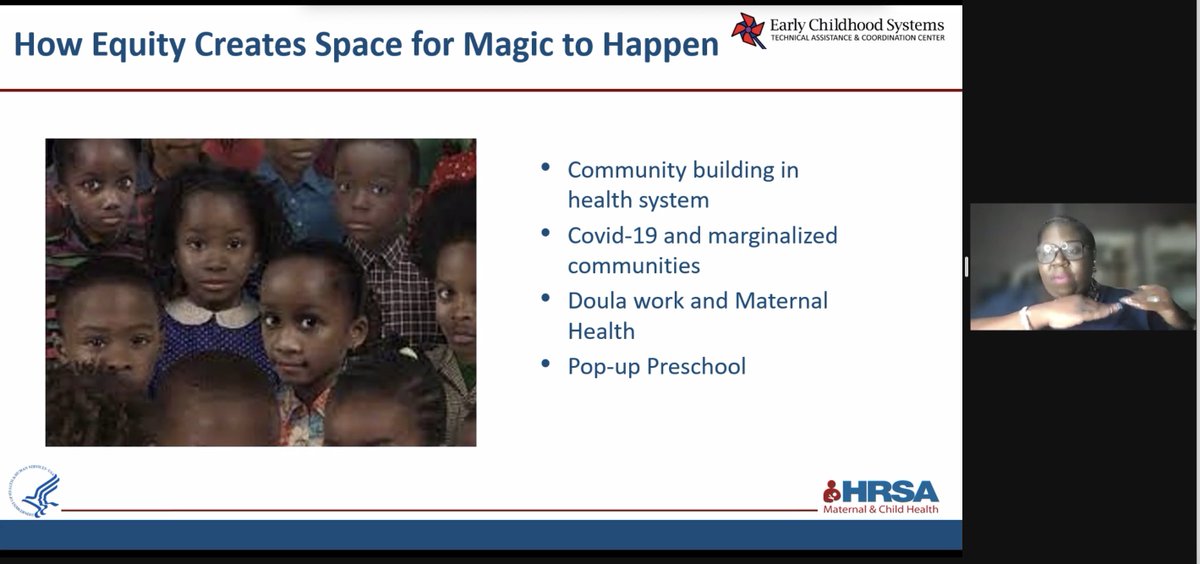 We are so grateful that HRSA is centering the ways in which families can be co-creators in policy and systems change as part of the ECCS Grant and their Annual Meeting. We learn so much more when families are at the table &amp; leading. Thank you, Talethia for sharing your expertise!