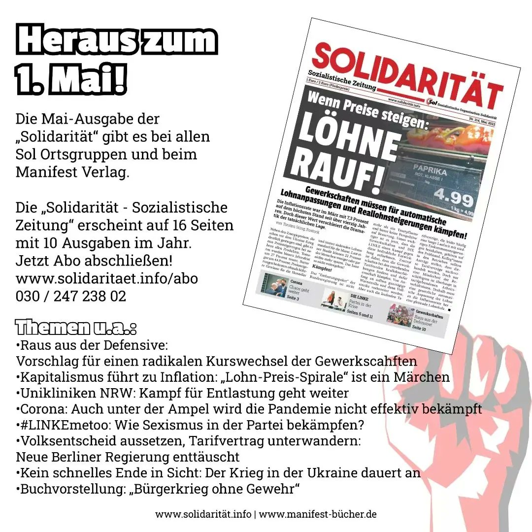 sol_hamm's tweet photo. [1/5] Heraus zum 1. Mai!
 
Die Mai-Ausgabe der „Solidarität“ ist nun erhältlich. Meldet euch bei uns, wenn ihr eine Ausgabe haben möchtet. https://t.co/Q5pnZTtjQ7