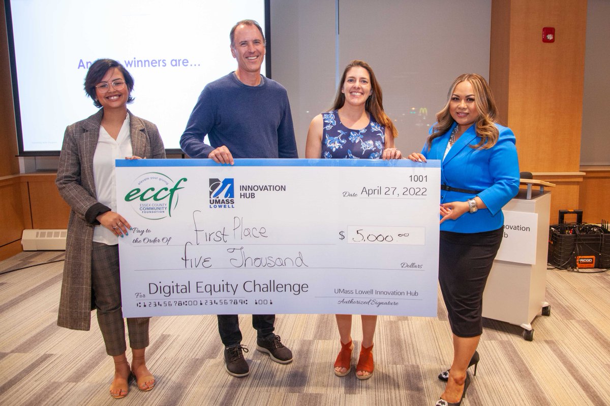 ihub_uml's tweet photo. Congrats to our winners of the Digital Equity Challenge. 
Our goal was encourage entrepreneurial thinking to develop creative solutions.  And our winners did just that!
Fan Favorite – Haverhill Public Schools
3rd – City of Lynn
2nd – Aaron’s Presents
1st – Make It Haverhill https://t.co/71eFmjCPa2