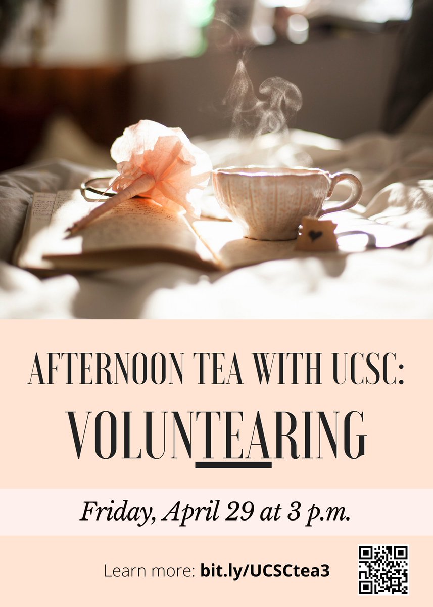 How confident do you feel about your volunteering habits? What guides your choices in where you volunteer? What do you do when you lose motivation to volunteer? Join Afternoon Tea with UCSC to explore answers to these questions and more! eventbrite.com/e/afternoon-te…