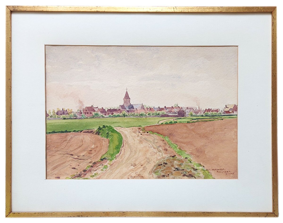 BelgianBe's tweet photo. Voor de inwoners van Rollegem, ééntje uit 1945 van de Belgische kunstenaar Jules Verwest (Gent 1883 - 1957 Gent) (€ 138) #rollegem #rollegemcity #rollegemsevelden #Rollegem #belgischekunstenaar #belgischekunst https://t.co/gdO1MTT8yY