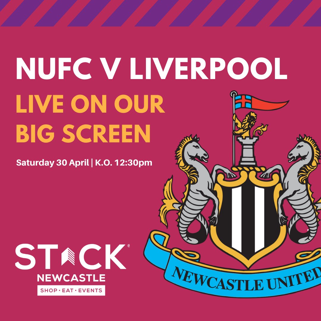 Making plans to watch the NUFC game this weekend? 

Head down to STACK for the last time and watch the toon live on our big screen, K.O from 12:30pm ⚽️⚽️⚽️
