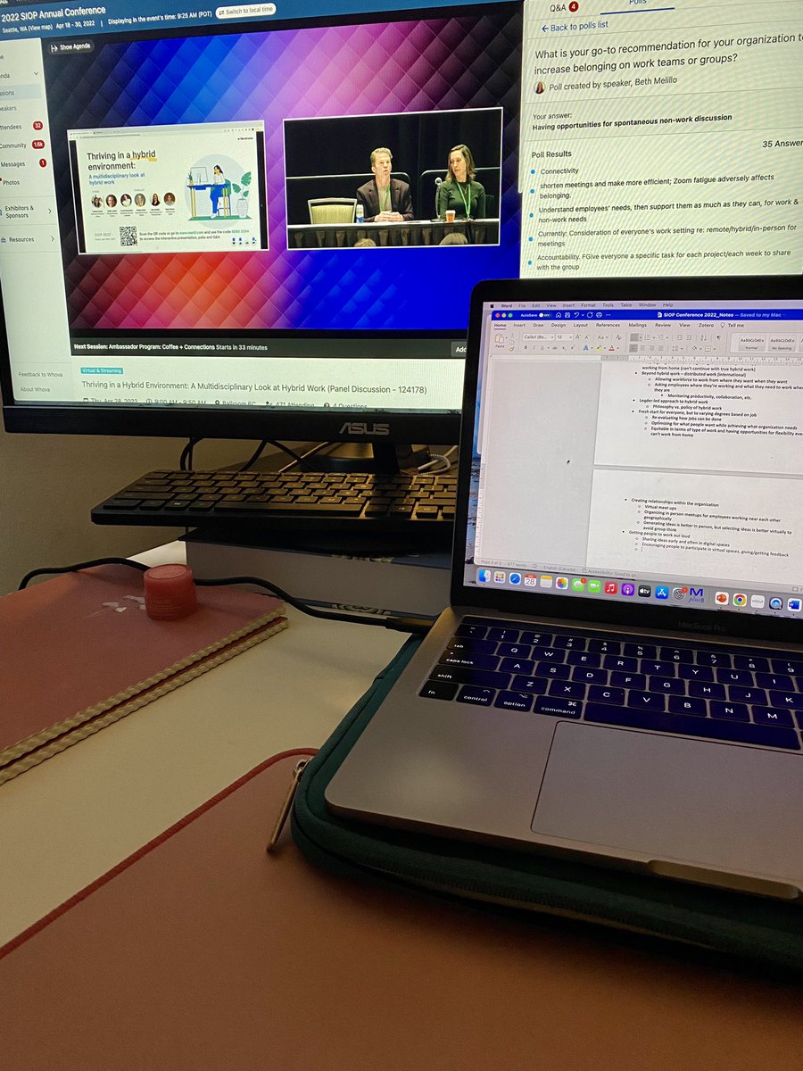 Attending sessions about hybrid work while attending #SIOP2022 virtually just feels right!