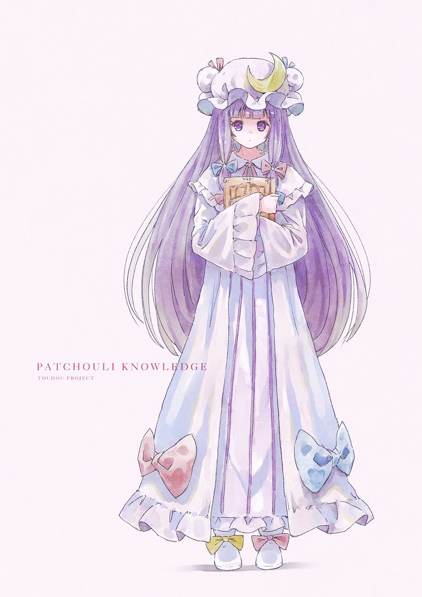 patchouli knowledge 1girl long hair hat solo purple hair mob cap dress  illustration images