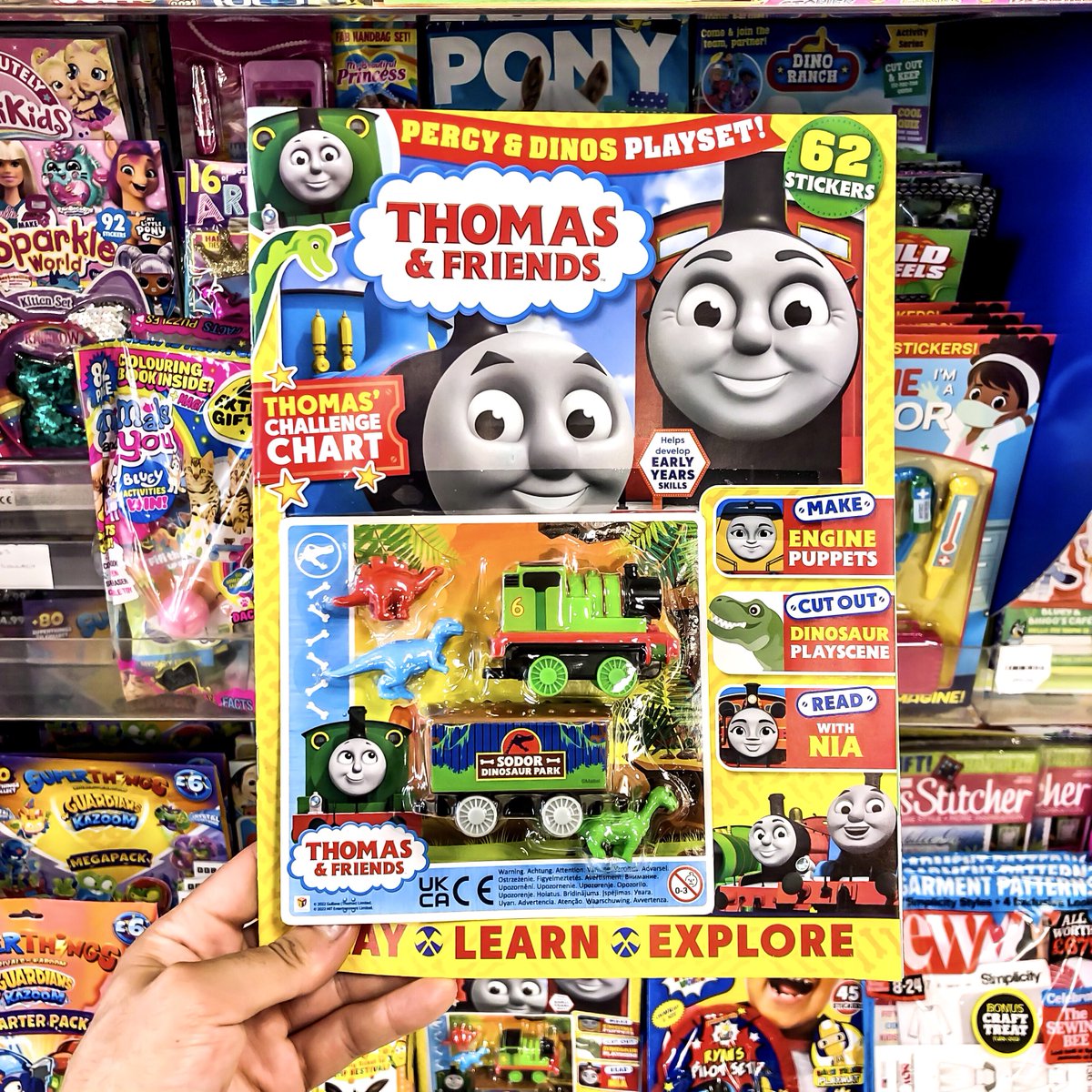 Percy has gone jurassic for the latest issue of Thomas & Friends magazine out today. Inside includes stickers, two Nia stories and activities to doodle along with a couple of posters. 

#thomasandfriends #thomasparent #thomasthetrain #thomasthetankengine #sussex #bluebellrailway