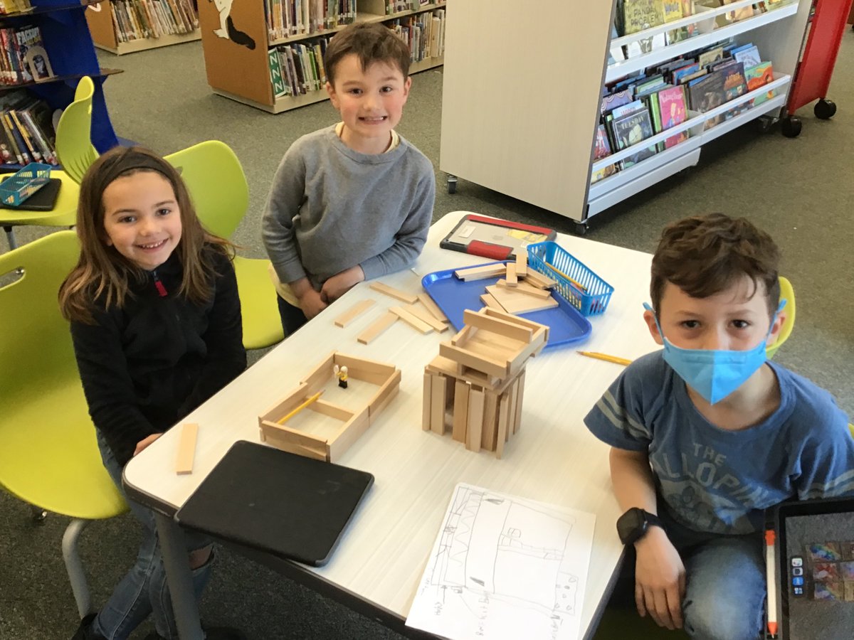 NBSLibrary's tweet photo. After reading variations of folktales, 1st graders used the engineering design process to design and build their own Little Red Forts.  Thankfully, nobody said, “Not I!”  @nbes220 #ColtPride #SeeTheStudent220 https://t.co/r83ElUR1yJ