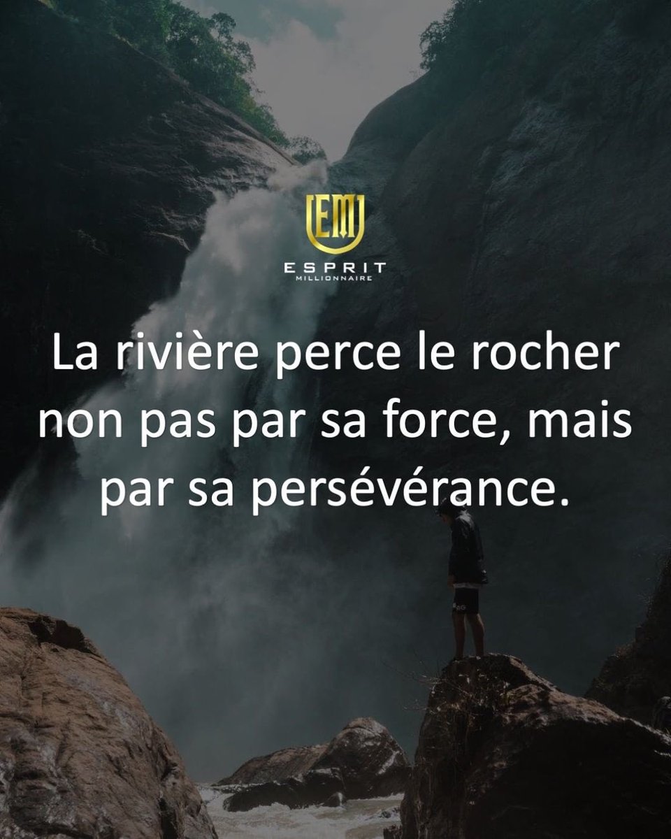 e_millionnaire's tweet photo. La rivière perce le rocher non pas par sa force, mais par sa persévérance.

Mets un ♥️ si tu valides ! 

#espritmillionnaire #entrepreneur #developpementpersonnel #devperso #motivationpourtous #entreprendreautrement #entrepreneurfrancais #epanouissement https://t.co/tpNYXNr90M