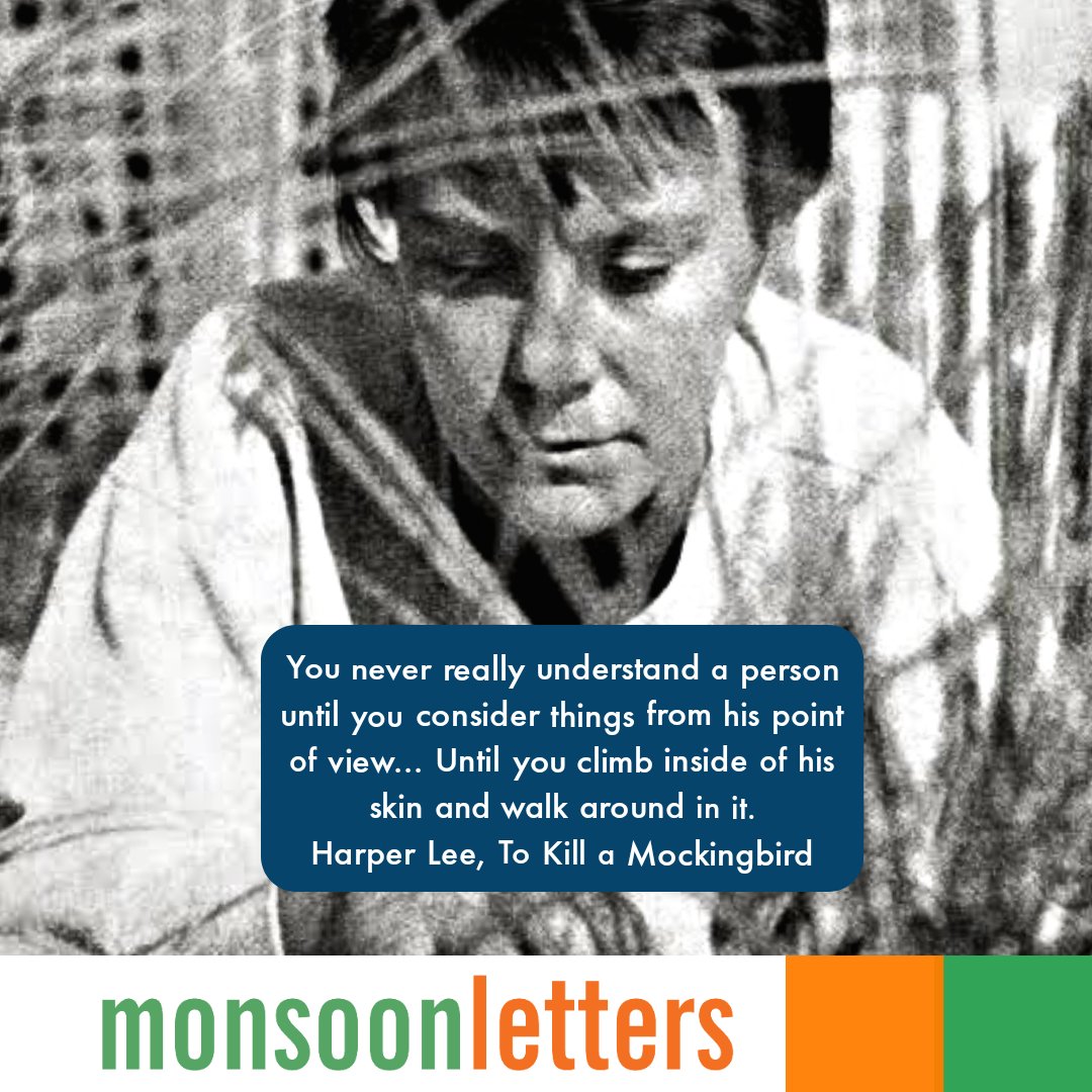 monsoonletters1's tweet photo. You never really understand a person until you consider things from his point of view... Until you climb inside of his skin and walk around in it.

Harper Lee, To Kill a Mockingbird
#born #OnThisDay #HarperLee https://t.co/xx2Glf4L5R
