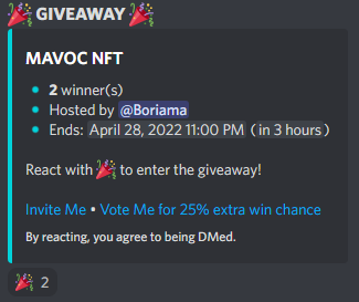 MAVOCNFT's tweet photo. New giveaway on Discord.

https://t.co/sfk67Usho7

#NFTsales #NFTGiveaway #NFTCommunity #NFT #NFTs #MAVOCNFT https://t.co/brHk9P7rwM