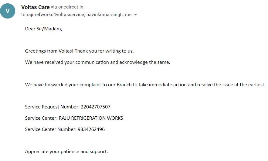 ishan_cp's tweet photo. @myvoltas @jagograhakjago @nch14404 No response yet from your side on scheduling of repair work.
Its been more than 36 hours. Your empanelled franchise here lacks consumer index dignity. Patience &amp; Support should work both ways..! https://t.co/PGD6QFXiNh