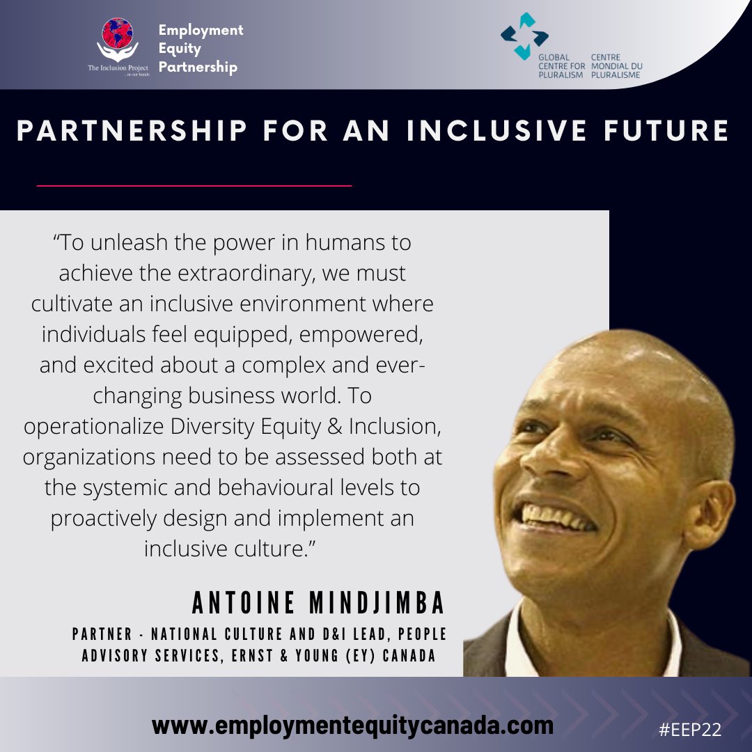 inclusionprjct's tweet photo. Antoine Mindjimba - Partner, People Advisory Services, Ernst & Young Canada, now presenting for Day 2 of our EEP Roundtable: Pluralism in Practice
#EEP22
@GlobalPluralism https://t.co/LjU61HHspg