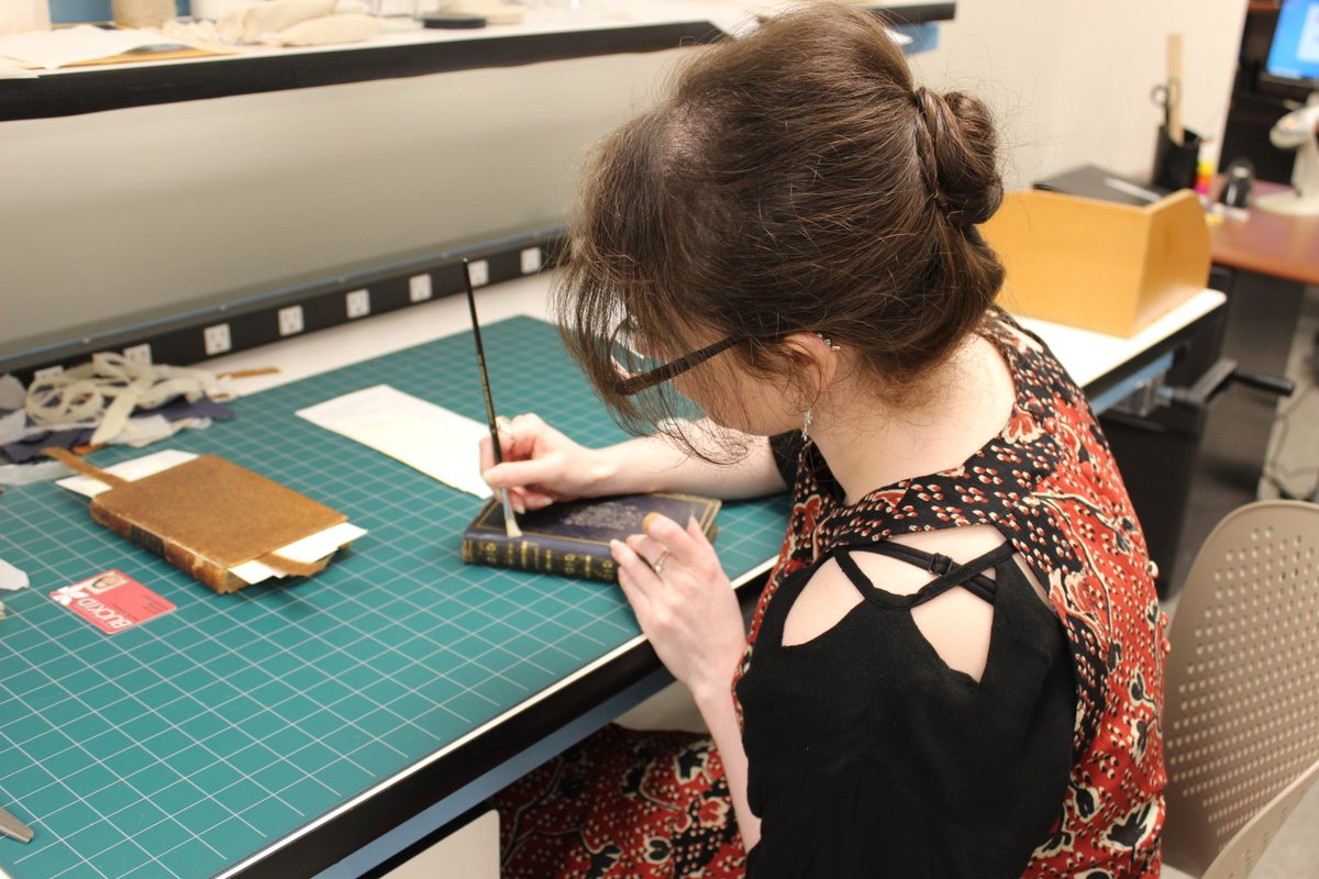 Book and paper conservator Ashlyn Oprescu spends several hours per week ...