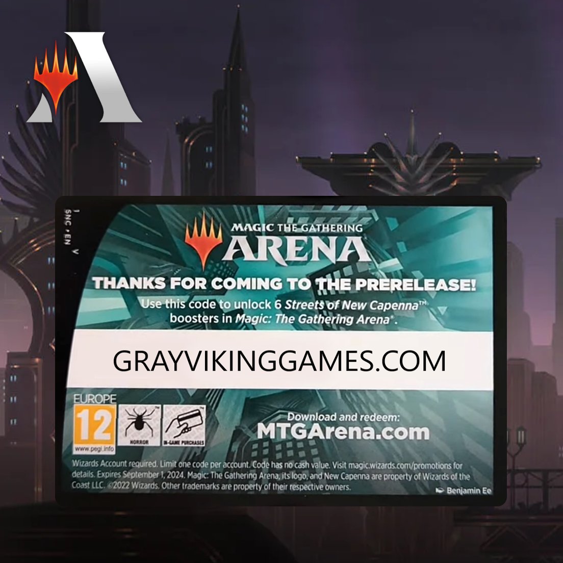 GrayVikingGames's tweet photo. *GVG New Stock Alert* Streets of New Capenna Prerelease Codes are now available to redeem!
https://t.co/YHjc4wmuvS
#MTGA #Capenna #MTGArena https://t.co/E9Z8tfUwZp