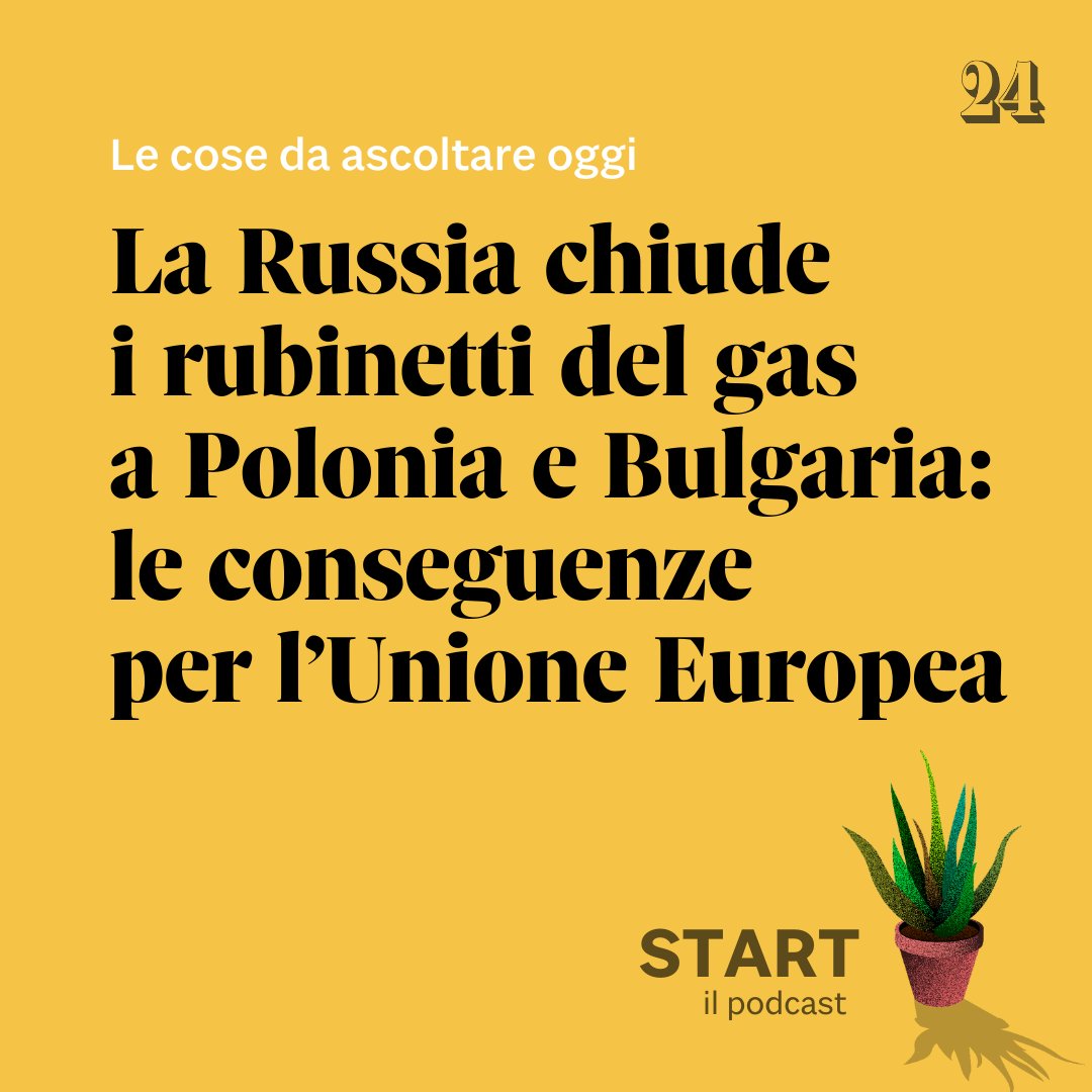 sole24ore's tweet photo. #Russia, stop al #gas per #Polonia e #Bulgaria. #Cortecostituzionale: ai figli il #cognome di entrambi i genitori. #Anagrafedigitale: arriva il cambio di residenza online. Se ne parla oggi con @AlbMagna17 a #Start, il podcast del #Sole24Ore: https://t.co/IPIyfDQh6e https://t.co/e2w7DQ0pgG